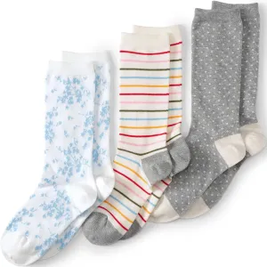 Lands' End Women's 3-Pack Seamless Pattern Crew Socks