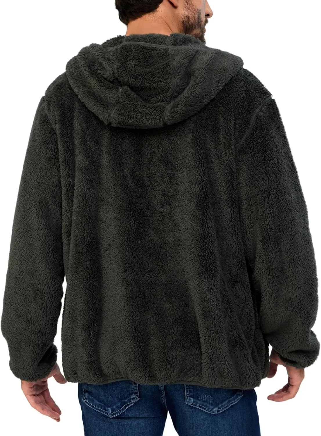 Little Donkey Andy Men's Winter Hoodies Sherpa Fleece Jacket Warm Lightweight Sweatshirt Zip Up Outerwear Fuzzy Coat
