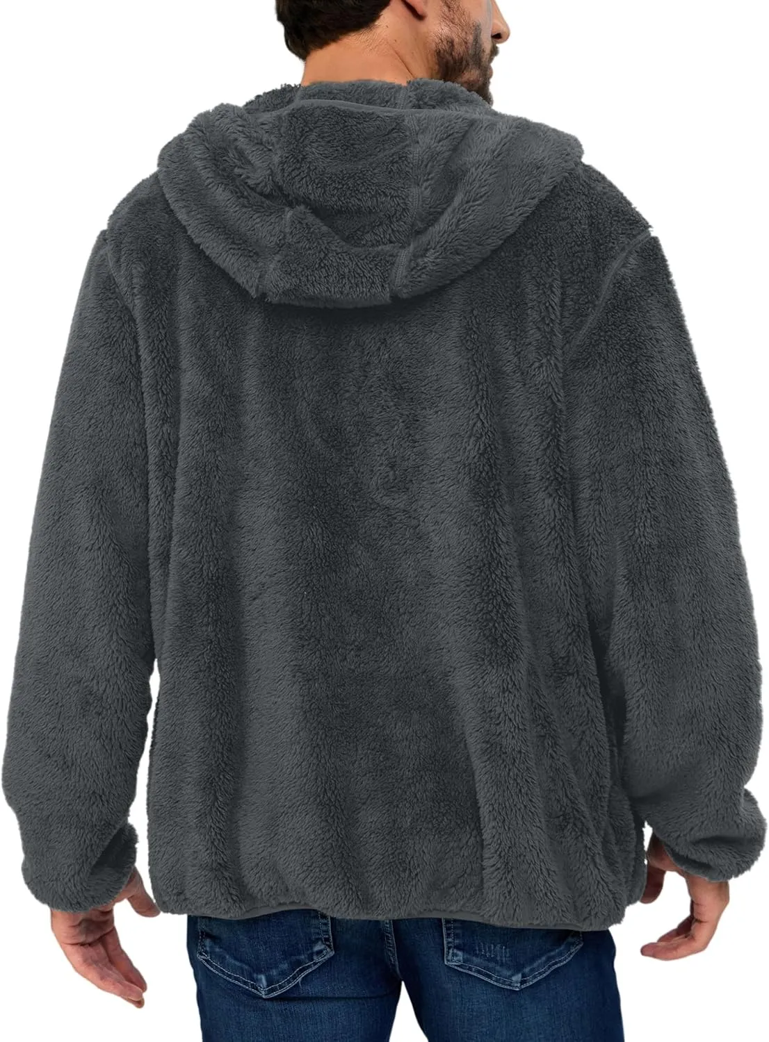 Little Donkey Andy Men's Winter Hoodies Sherpa Fleece Jacket Warm Lightweight Sweatshirt Zip Up Outerwear Fuzzy Coat