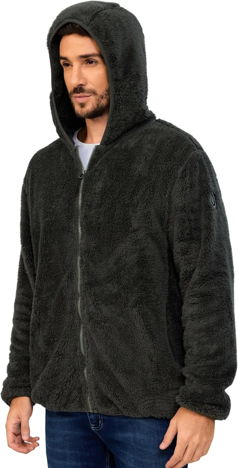 Little Donkey Andy Men's Winter Hoodies Sherpa Fleece Jacket Warm Lightweight Sweatshirt Zip Up Outerwear Fuzzy Coat