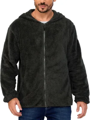 Little Donkey Andy Men's Winter Hoodies Sherpa Fleece Jacket Warm Lightweight Sweatshirt Zip Up Outerwear Fuzzy Coat