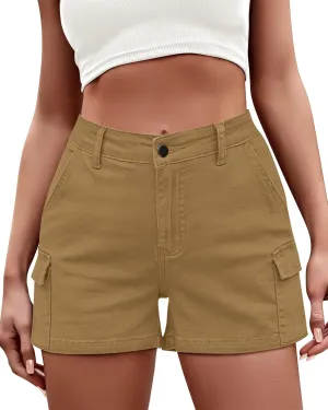 LookbookStore Cargo Shorts for Women High Waisted Casual Summer Stretchy Chino Shorts Short Cargos Colored Jeans