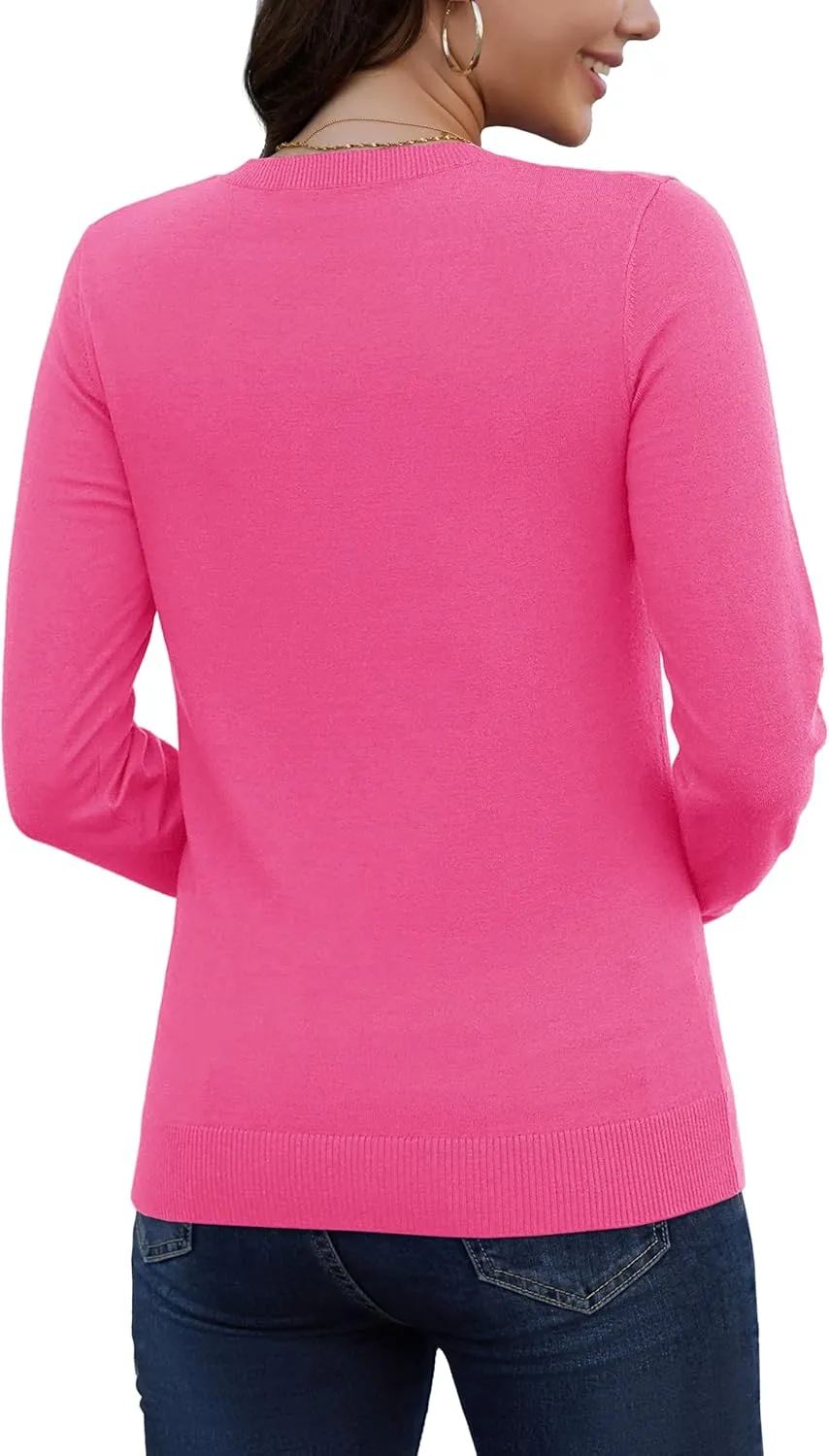 MAGCOMSEN Women's V Neck Sweater 2025 Spring Casual Long Sleeve Tops Knit Lightweight Pullover Sweaters Jumper