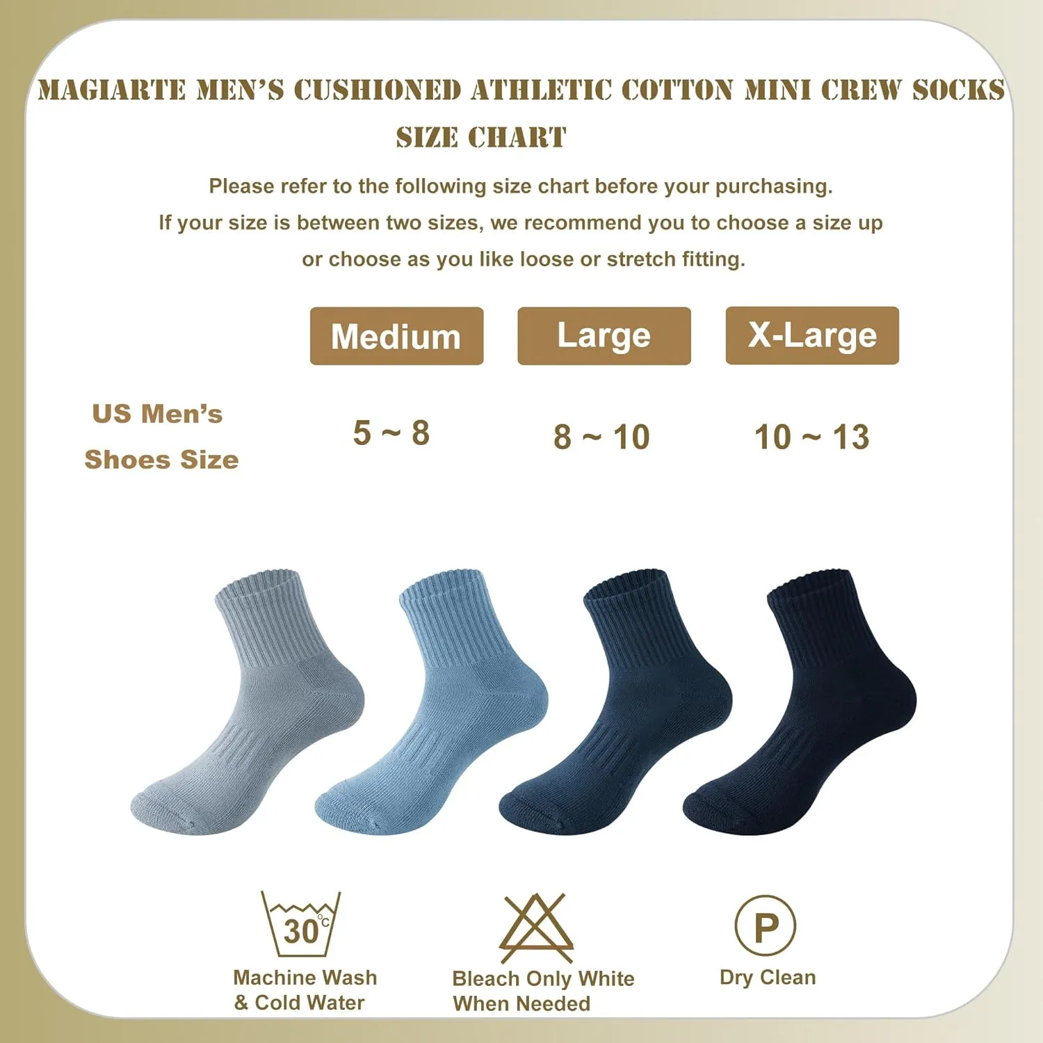 MAGIARTE Mens Athletic Cotton Mini Crew Socks Thick Cushioned Running Hiking Multi Sports Socks for men 4 Pairs