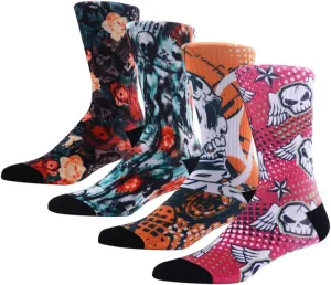 MEIKAN Men's Novelty Socks, Digital Printing Funky Patterned Crew Socks 3, 4, 5, 6 Pairs