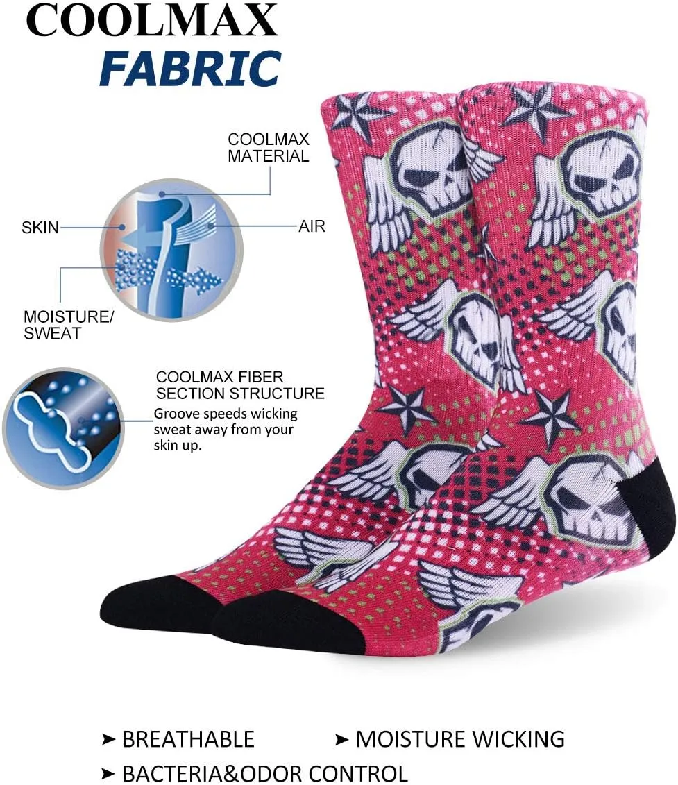 MEIKAN Men's Novelty Socks, Digital Printing Funky Patterned Crew Socks 3, 4, 5, 6 Pairs