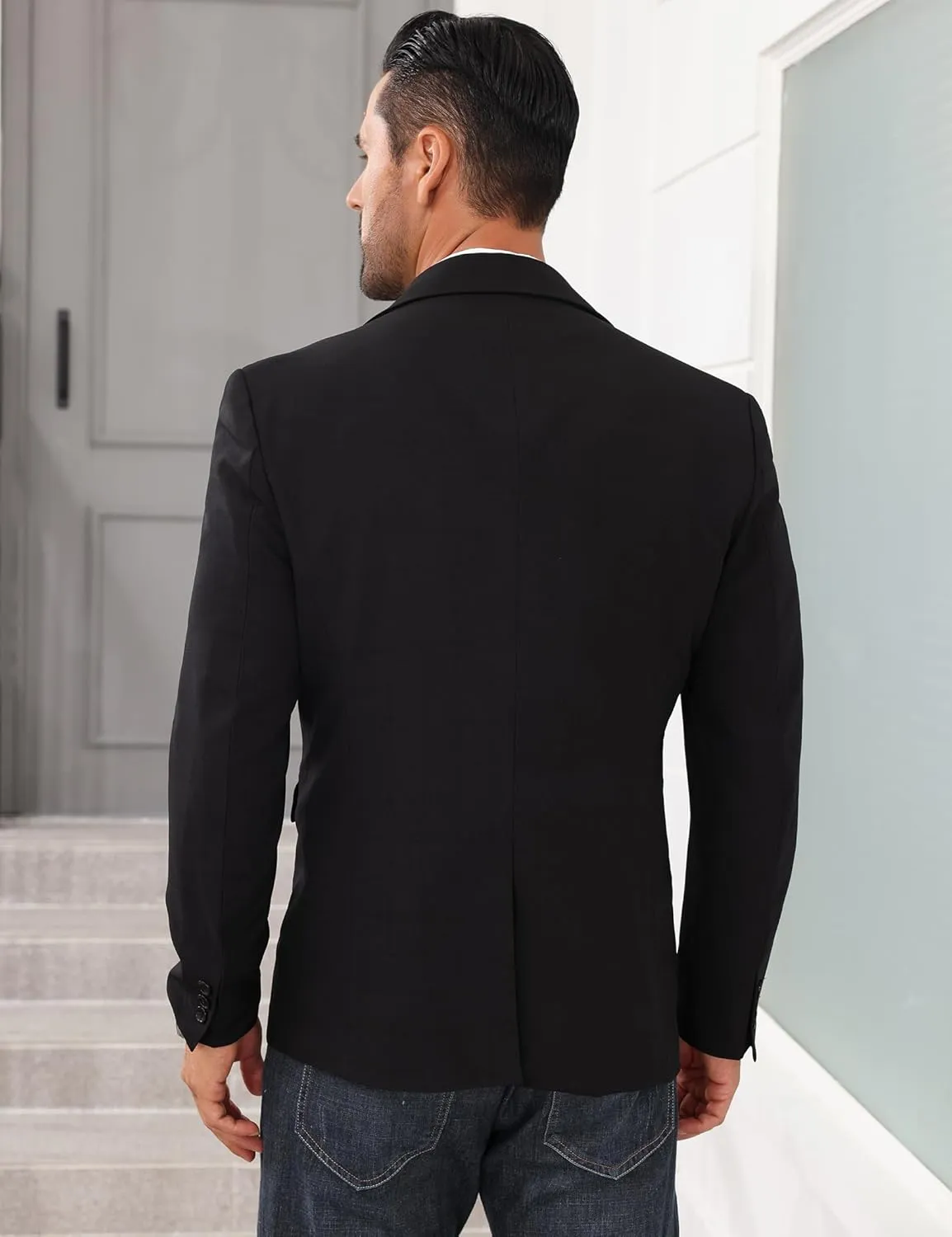 Mens Casual Blazer Suit Jacket Slim Fit Two Button Plaid Blazer Lightweight Sports Jacket for Daily