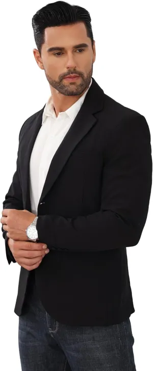 Mens Casual Blazer Suit Jacket Slim Fit Two Button Plaid Blazer Lightweight Sports Jacket for Daily