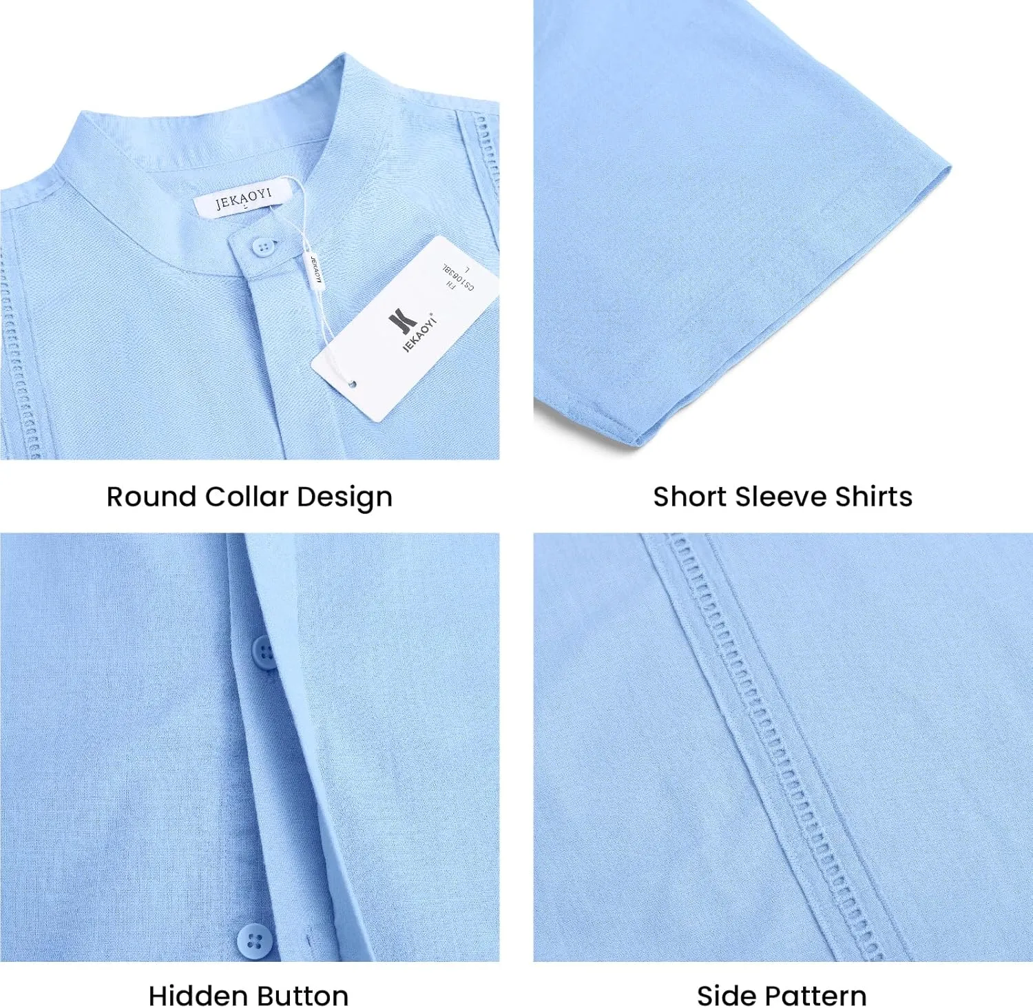 Mens Casual Linen Button Down Short Sleeve Shirts Beach Summer Spread Collar Pocket Tops