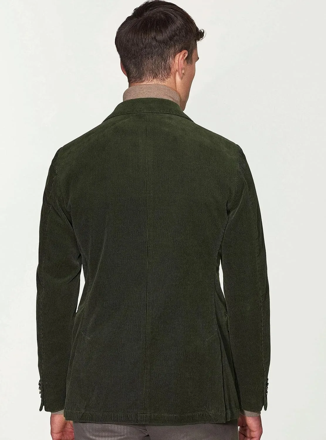 Men's Casual Slim Fit Corduroy Jacket Lightweight 2 Button Blazer Sport Coat Green