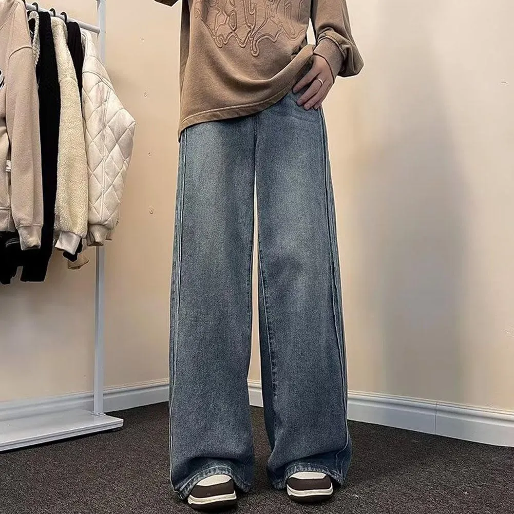 Mens Jeans Casual Straight Leg Relaxed Fit Trendy Y2K Grunge Going Out Denim Pants