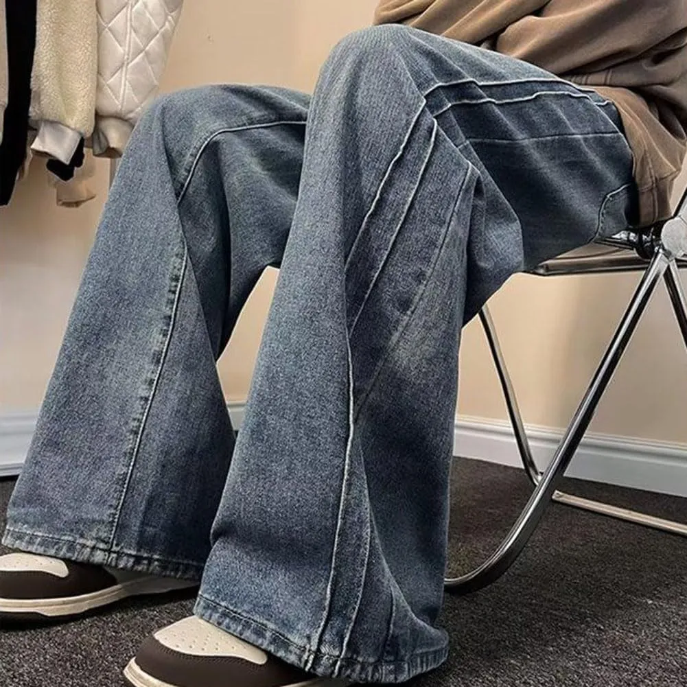 Mens Jeans Casual Straight Leg Relaxed Fit Trendy Y2K Grunge Going Out Denim Pants