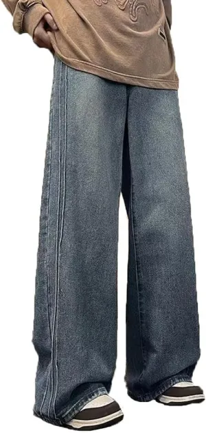 Mens Jeans Casual Straight Leg Relaxed Fit Trendy Y2K Grunge Going Out Denim Pants