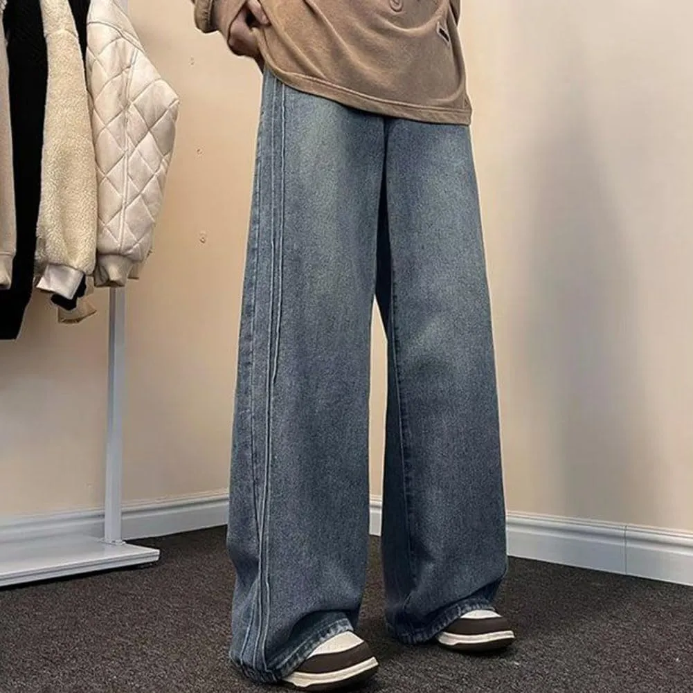 Mens Jeans Casual Straight Leg Relaxed Fit Trendy Y2K Grunge Going Out Denim Pants