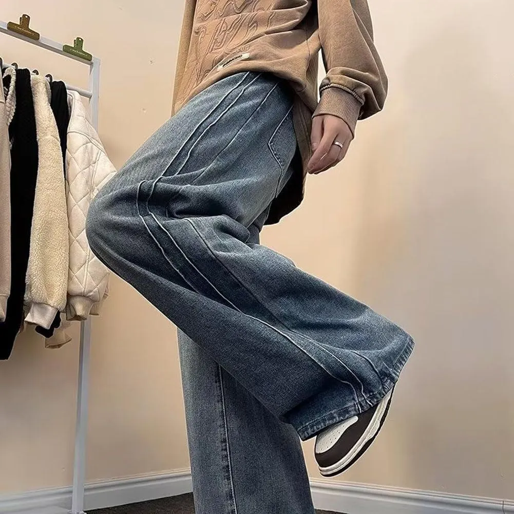Mens Jeans Casual Straight Leg Relaxed Fit Trendy Y2K Grunge Going Out Denim Pants
