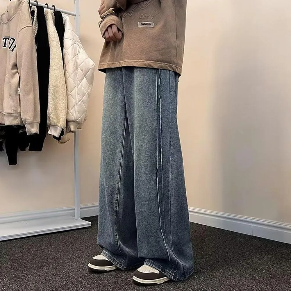 Mens Jeans Casual Straight Leg Relaxed Fit Trendy Y2K Grunge Going Out Denim Pants