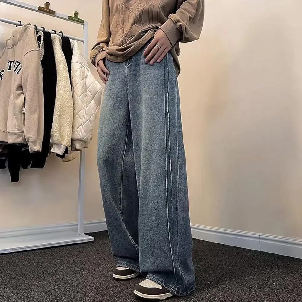 Mens Jeans Casual Straight Leg Relaxed Fit Trendy Y2K Grunge Going Out Denim Pants