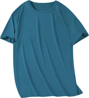 Men's Mesh Breathable T-Shirts Lightweight Moisture Wicking Short Sleeve Crew Neck Tee Loose Gym Workout Running Tops