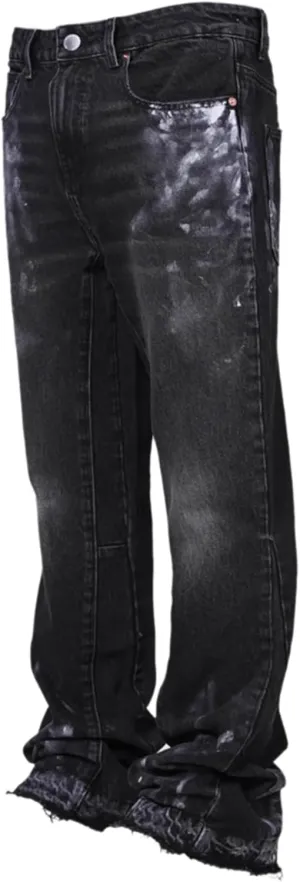 Men's Relaxed Fit Straight Leg Jeans Mid Rise Stacked Bootcut Denim Pants Retro Hip Hop Streetwear Trousers