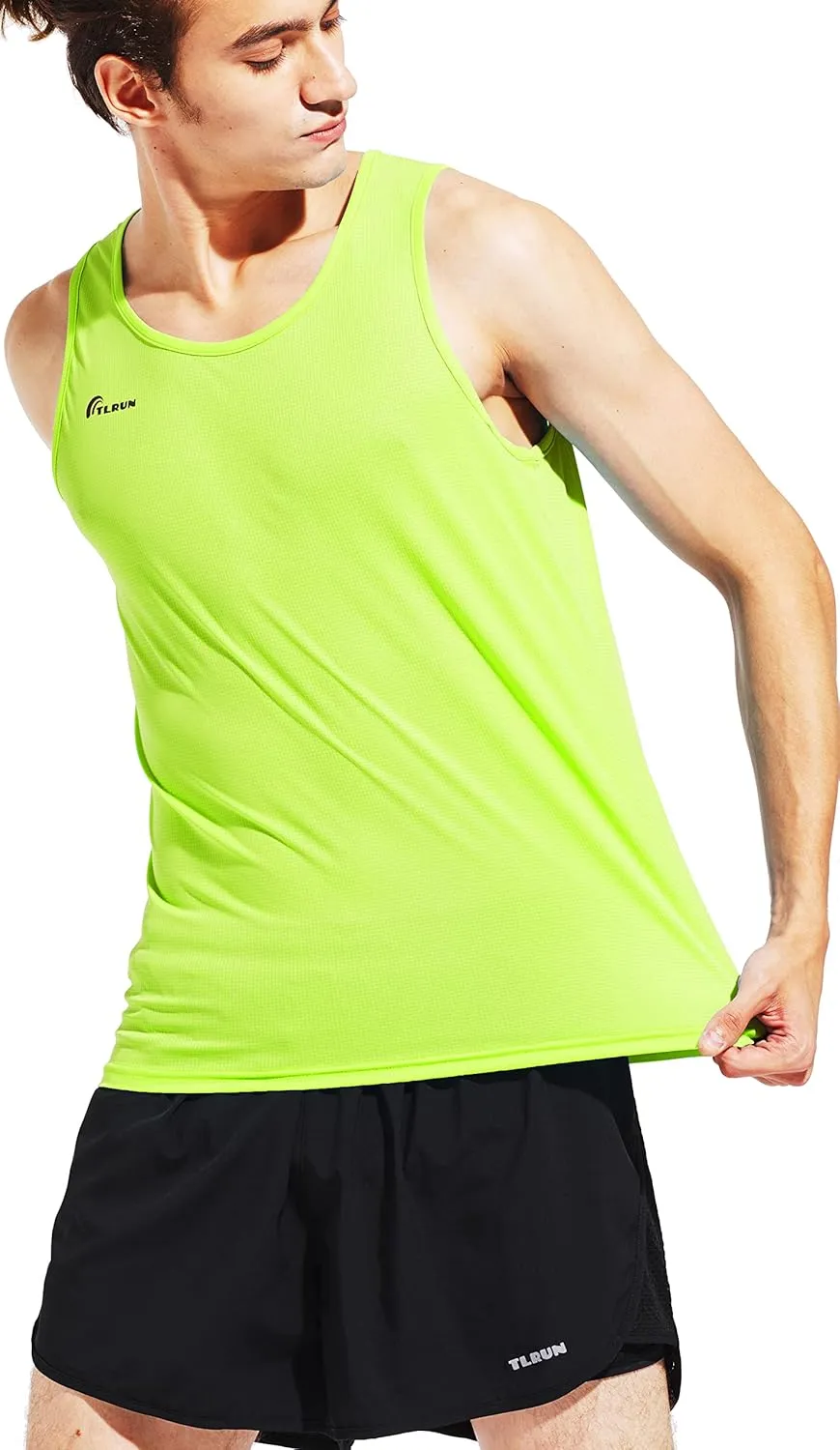 Men's Running Tank Top Ultra Lightweight Marathon Singlet Shirts Dry Fit Workout Sleeveless T-Shirt