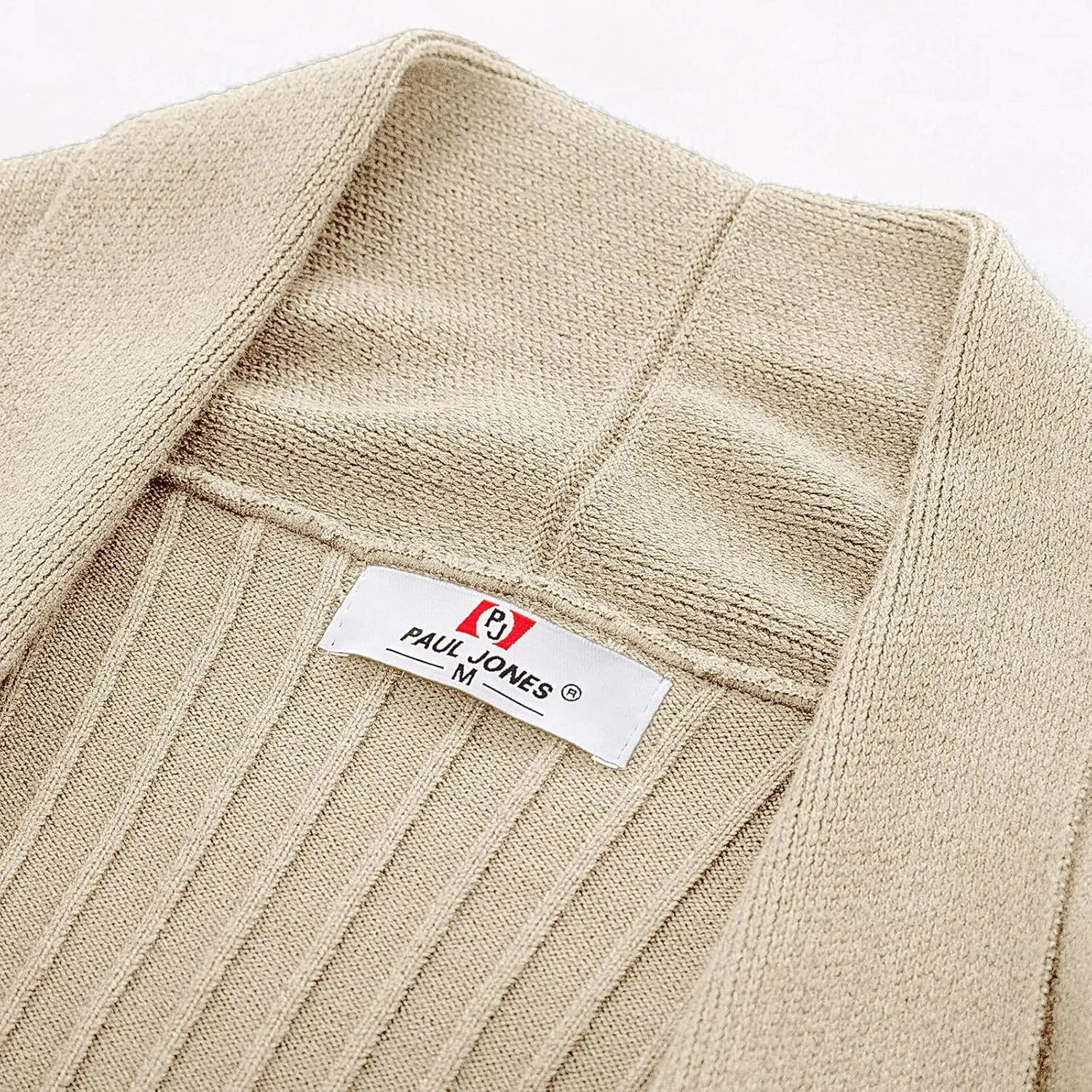 Men's Shawl Collar Open Front Long Cardigan Ribbed Knit Sweater with Pockets
