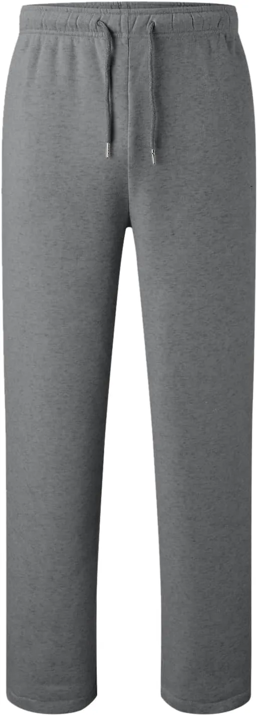 Mens Straight Leg Sweatpants Baggy Elastic Waist Athletic Pants Cozy Casual Fleece Pants Open Bottom Sweat Pants 2025