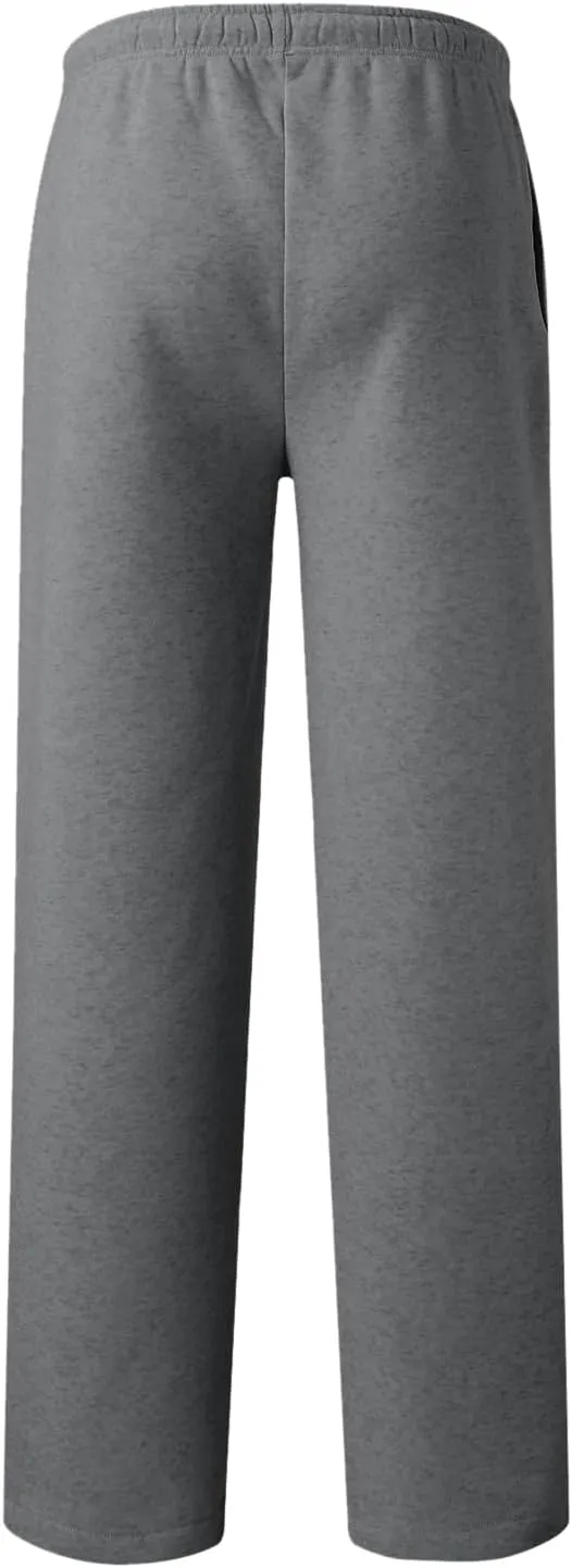 Mens Straight Leg Sweatpants Baggy Elastic Waist Athletic Pants Cozy Casual Fleece Pants Open Bottom Sweat Pants 2025