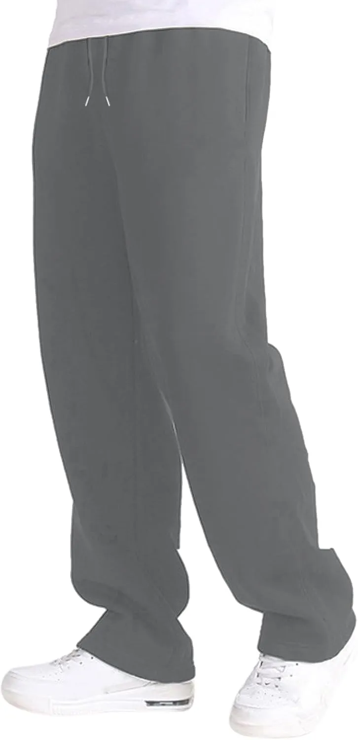 Mens Straight Leg Sweatpants Baggy Elastic Waist Athletic Pants Cozy Casual Fleece Pants Open Bottom Sweat Pants 2025