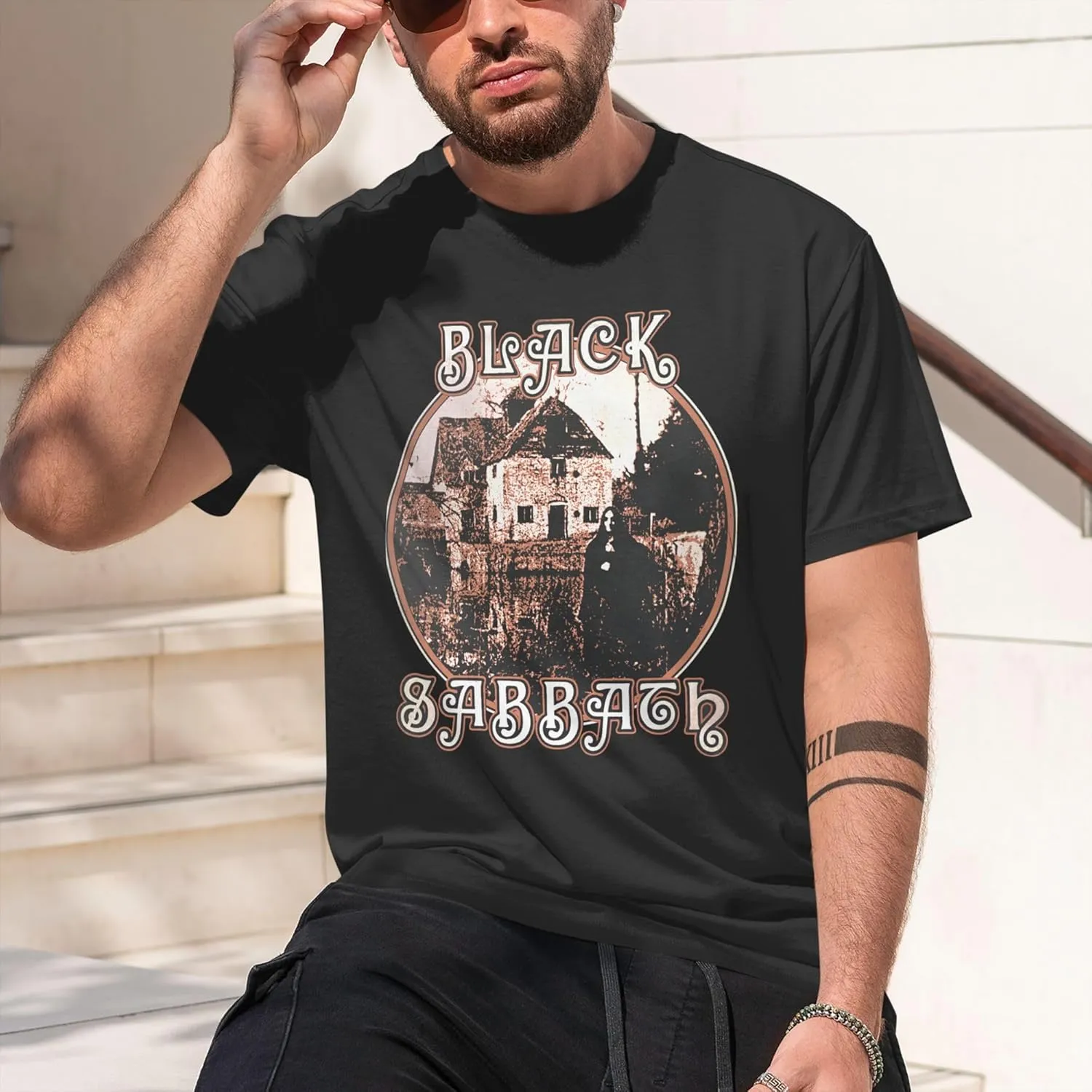 Mens T-Shirts Short Sleeve Fashion Tee Crewneck Top Clothing Black
