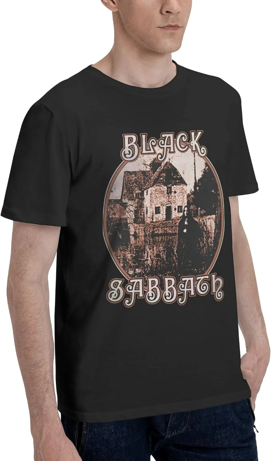 Mens T-Shirts Short Sleeve Fashion Tee Crewneck Top Clothing Black