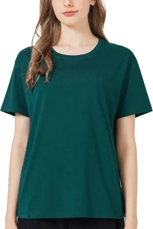 netdraw Women's Ultra Soft Bamboo Viscose T-Shirt Loose Fit Crew Neck Casual Lounge Comfy Cotton Sleep Pajama Tops