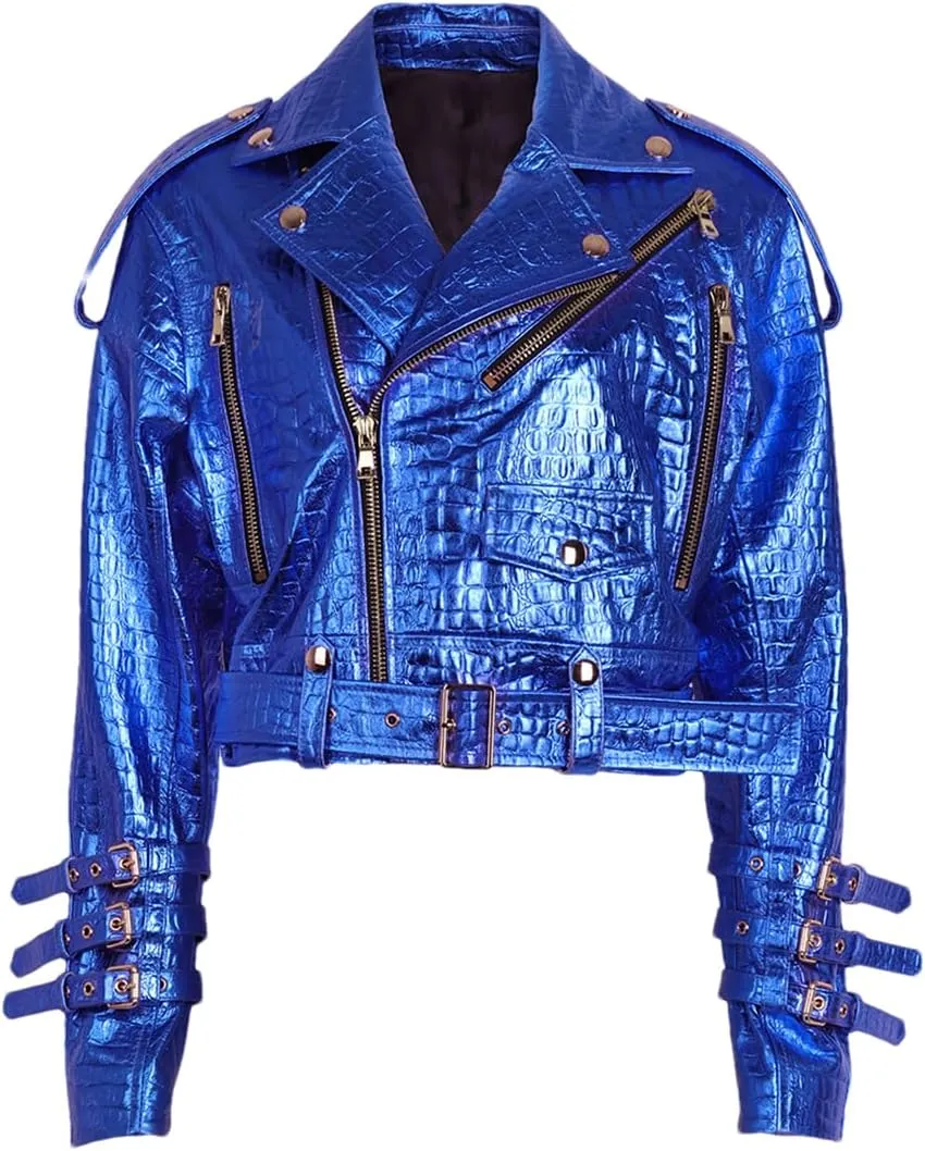Niiyyjj Autumn Oversized Leather Jacket Women Shiny Croc Pattern Leather Moto Biker Jacket Ladies Coat