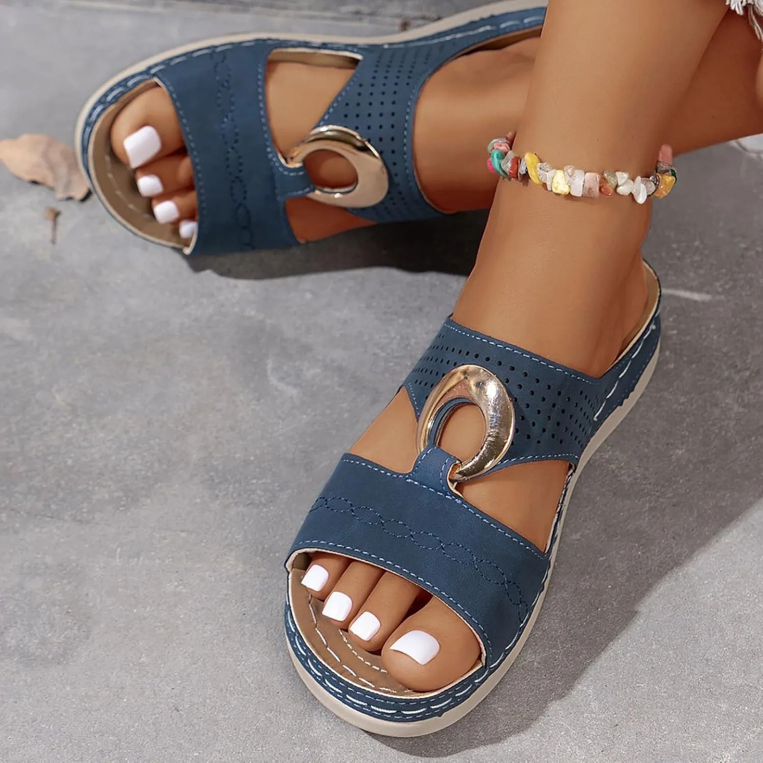Orthopedic Sandals for Women 2025 Spring Platform Sandal Fashion Wedges Slip On Flip Flops Casual Comfortable Open Toe Dressy Summer Beach Shoes for Vacation