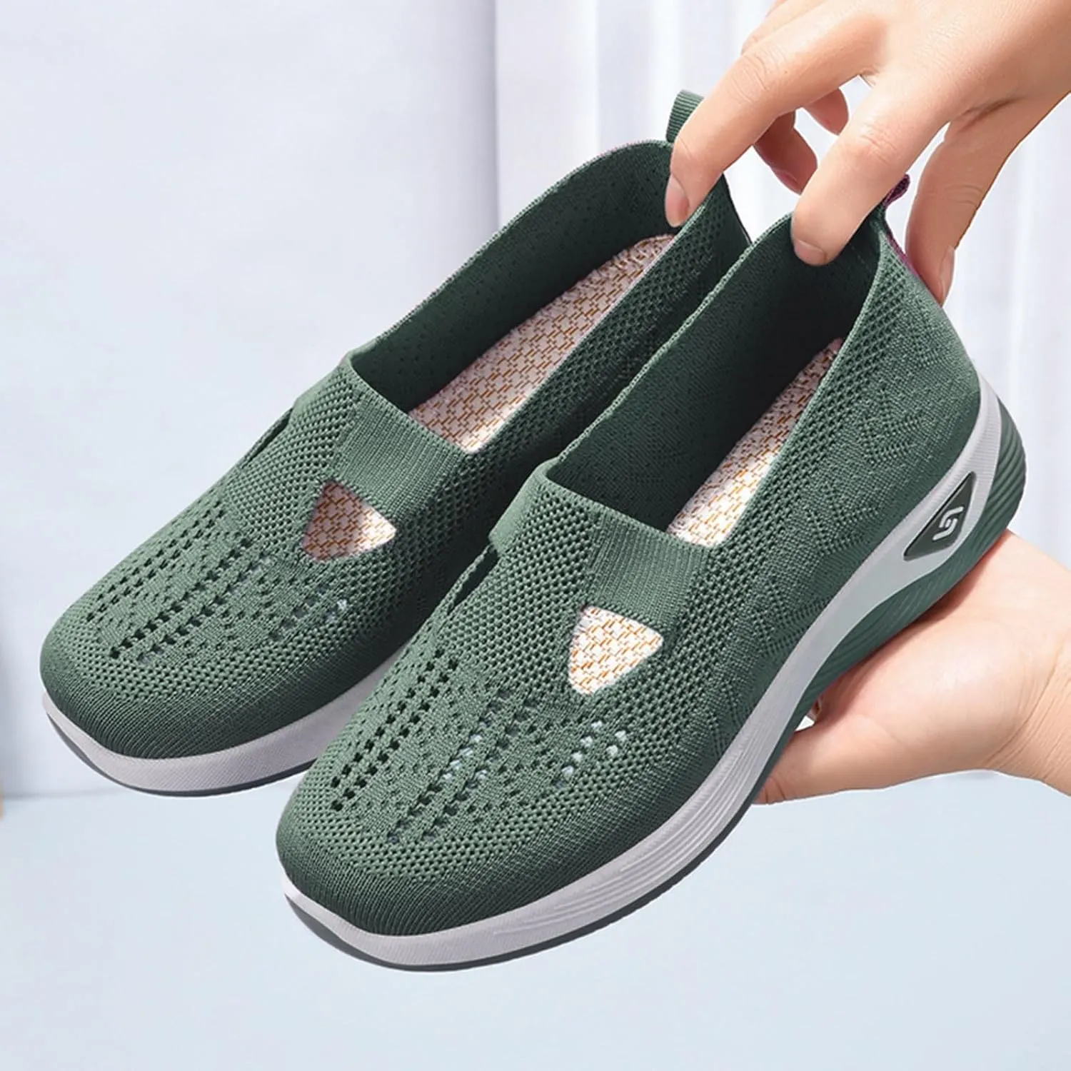 Orthopedic Shoes for Women 2024 Woven Slip on Walking Shoes Arch Support Diabetic Breathable Soft Shoes Lightweight Sneakers
