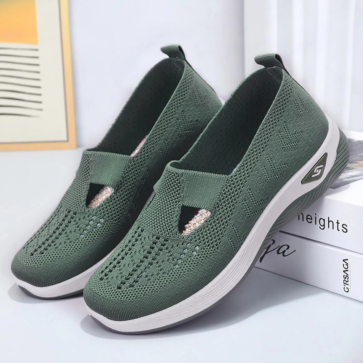 Orthopedic Shoes for Women 2024 Woven Slip on Walking Shoes Arch Support Diabetic Breathable Soft Shoes Lightweight Sneakers