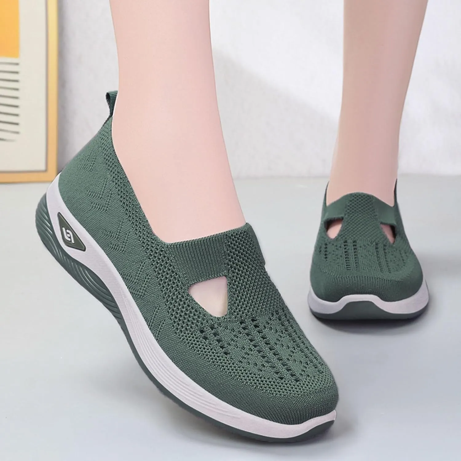 Orthopedic Shoes for Women 2024 Woven Slip on Walking Shoes Arch Support Diabetic Breathable Soft Shoes Lightweight Sneakers