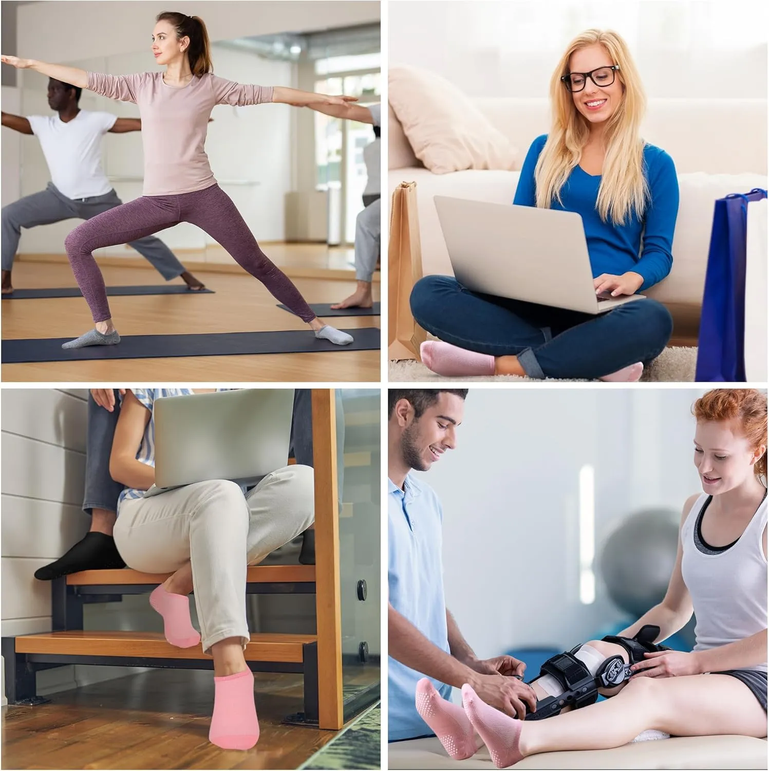 Pilates Socks Non Slip: Women Grip Socks for Yoga Barre Hospital House
