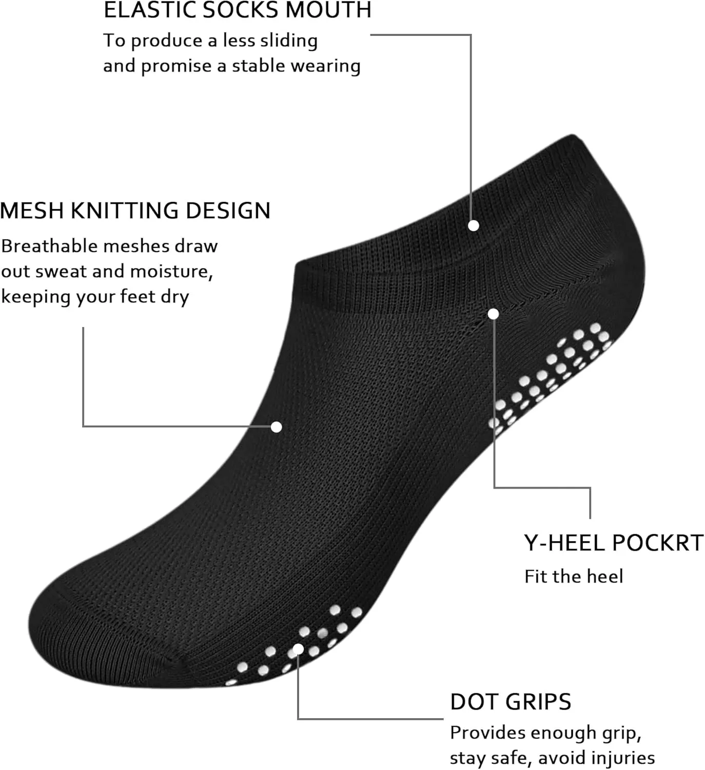 Pilates Socks Non Slip: Women Grip Socks for Yoga Barre Hospital House