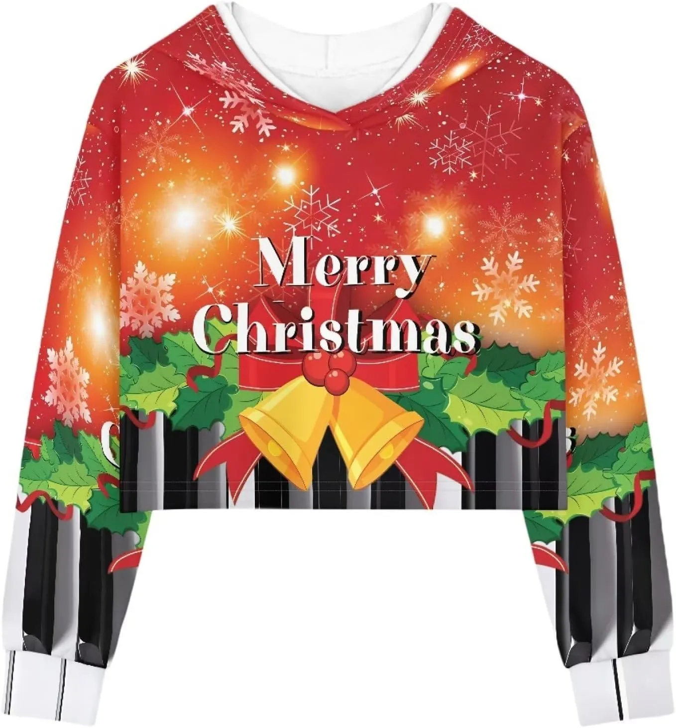 Pullover for Girls Loose Coat Top Warm Long Sleeve Crop Tops Hoodies Warm Short Hooded Sweater 5-14 Years