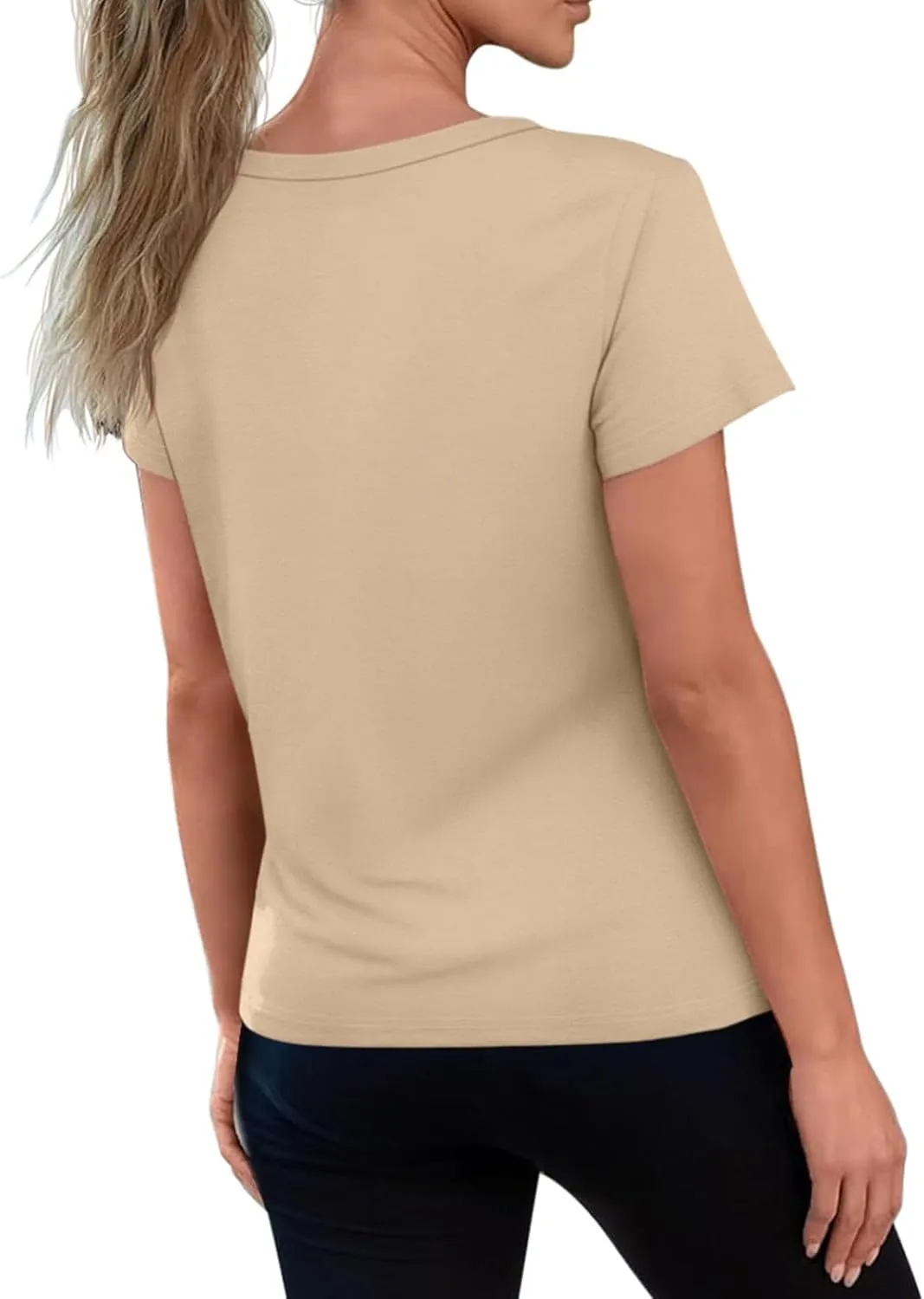 REORIA Womens Summer Crewneck Short Sleeve Cotton Tunic Tops Loose Fit Solid T Shirts 2025 Basic Tees