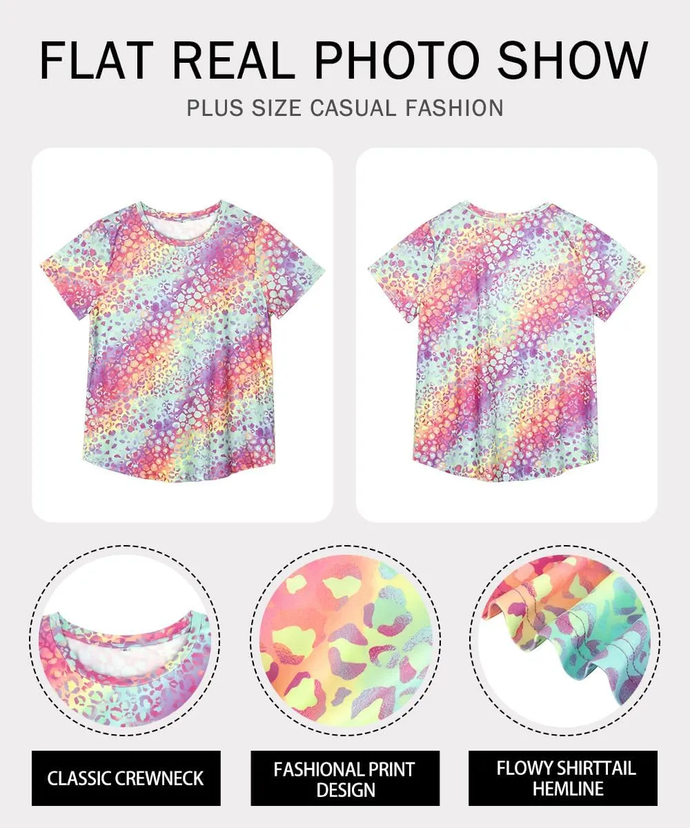 RITERA Plus Size Tops for Women Blouse Button Summer Crewneck Short Sleeve Fashion Casual T-Shirts Pullover XL-5XL