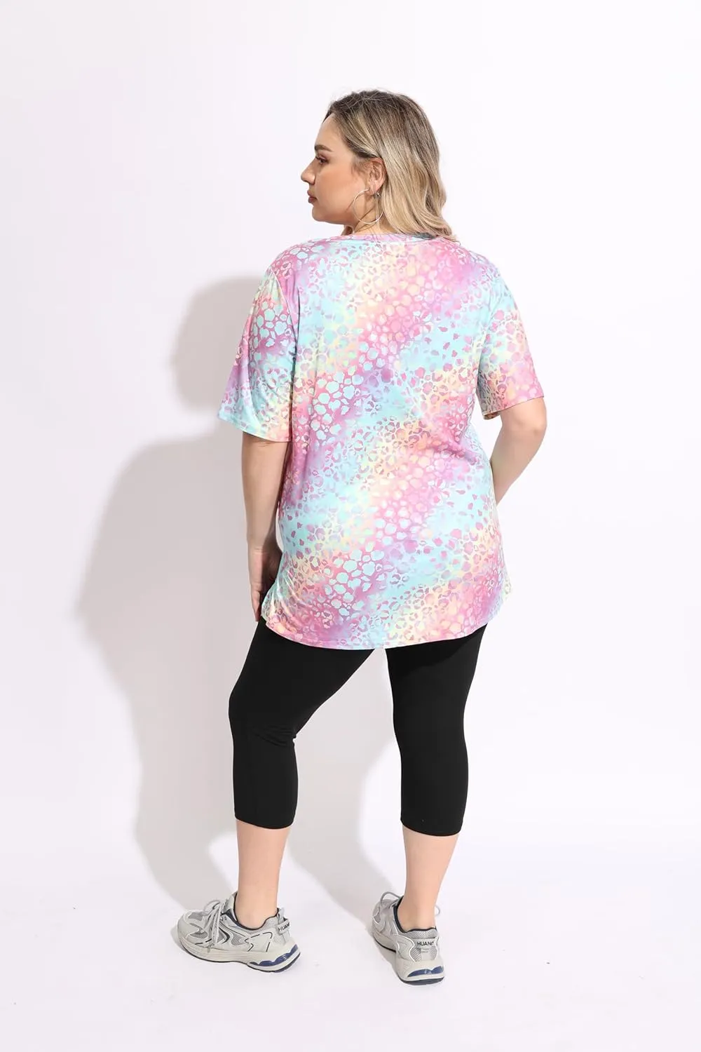RITERA Plus Size Tops for Women Blouse Button Summer Crewneck Short Sleeve Fashion Casual T-Shirts Pullover XL-5XL