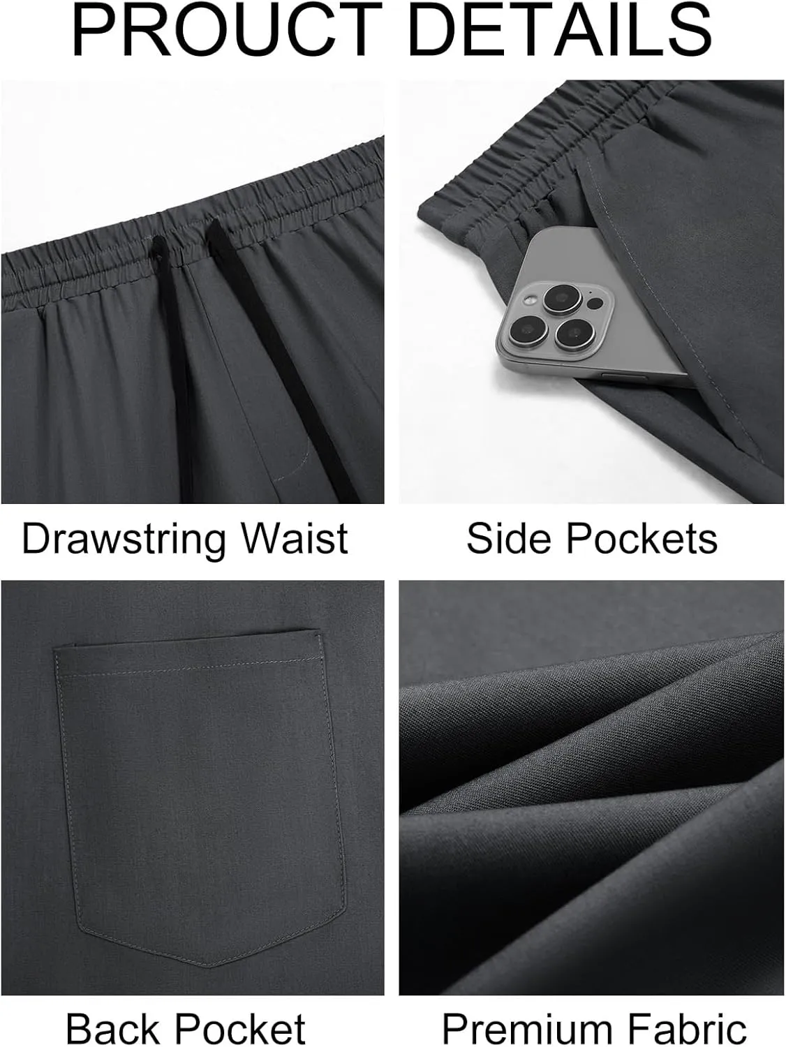 Runcati Mens Casual Pants Drawstring Elastic Waist Lightweight Trousers Linen Beach Summer Lounge Pants