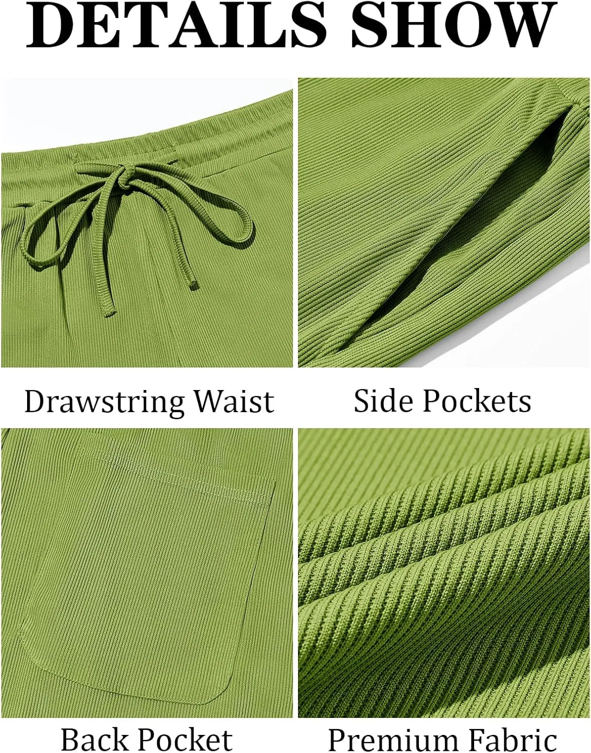 Runcati Mens Casual Pants Drawstring Elastic Waist Ribbed Sweatpants Straight Leg Loose Fit Trousers