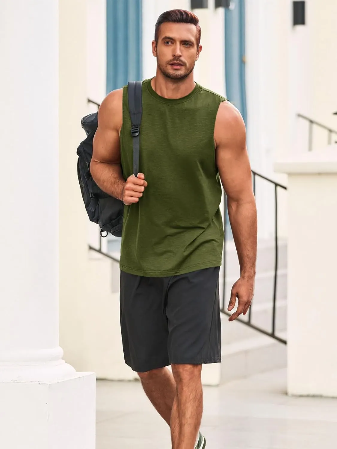 Runcati Mens Sleeveless Tank Tops Workout Athletic Muscle Shirt Casual Summer Beach T Shirts