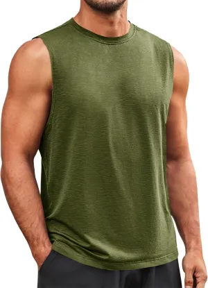 Runcati Mens Sleeveless Tank Tops Workout Athletic Muscle Shirt Casual Summer Beach T Shirts