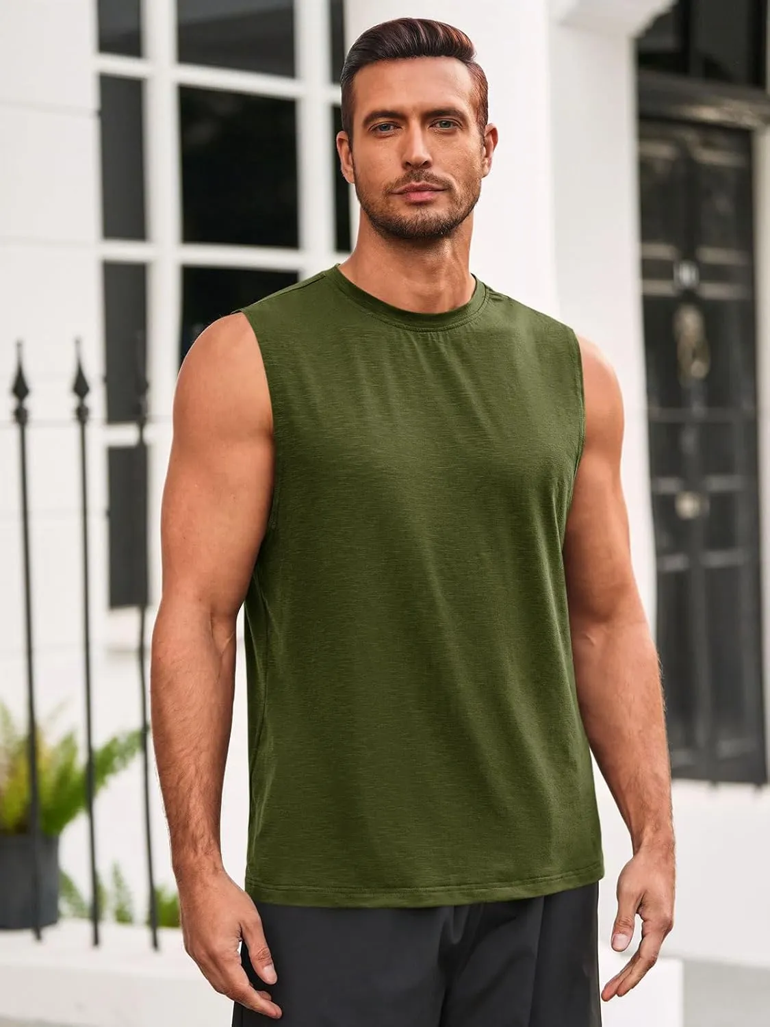 Runcati Mens Sleeveless Tank Tops Workout Athletic Muscle Shirt Casual Summer Beach T Shirts