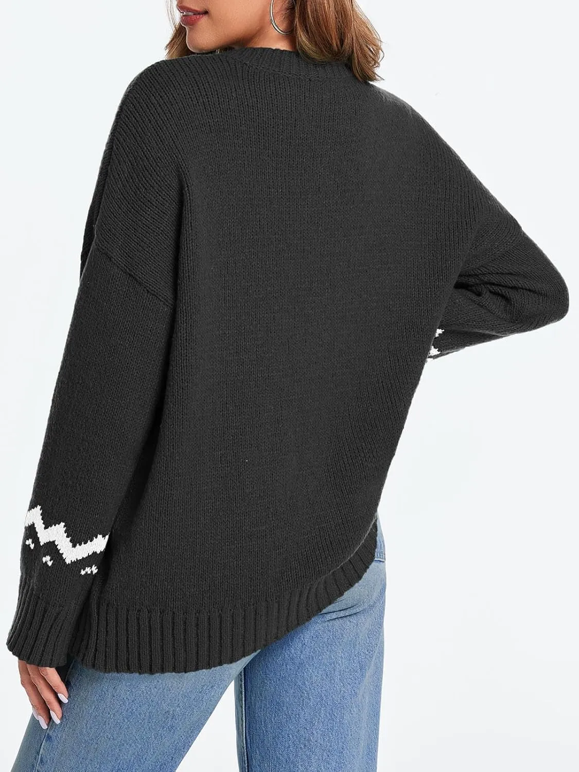 Saodimallsu Womens Oversized Christmas Sweaters Crewneck Chunky Reindeer Knit Long Sleeve Santa Xmas Pullover Sweater