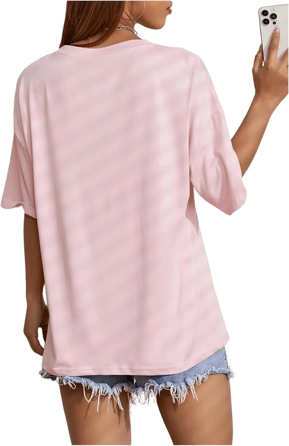 SHENHE Women's Summer Graphic T Shirt Tops Short Sleeve Letter Drop Shoulder Crewneck Shirts Top