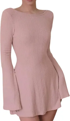 SOLILOQUY Women Gothic Dress Punk Off Shoulder Striped Knit Dress Y2k Fairy Grunge Dress Halloween Dark Academia Clothes